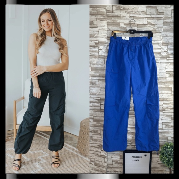 LOVE TREE Nylon Cargo Baggy Parachute Pants - Picture 1 of 12